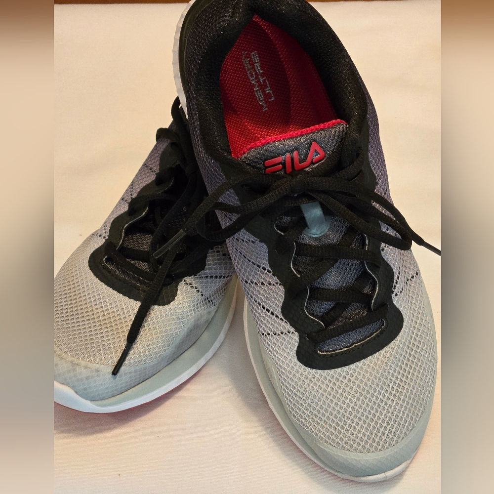 Fila Men's Black, Gray, and Red Athletic Shoes